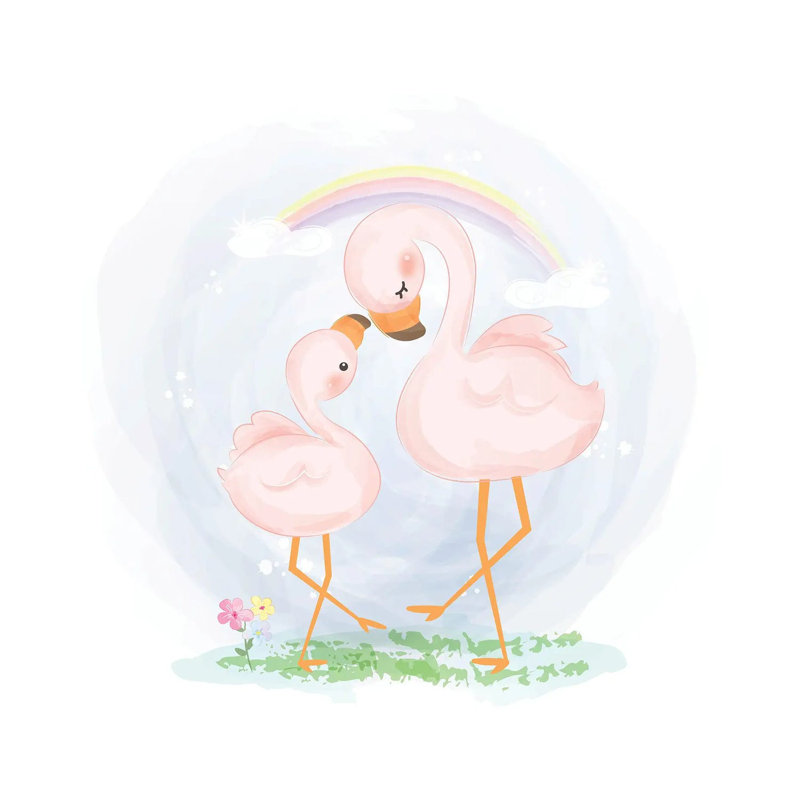 Mommy And Baby Flamingo by Art Mirano - Wrapped Canvas Painting, 30.48cm H x 30.48cm W x 1.91cm D