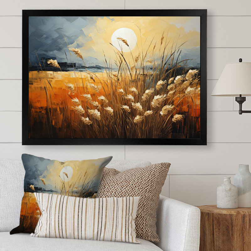 Beige des Prairies Bliss entrelacé sur toile, Cadre photo noir, H 12 po x l 20 po x P 1 po
