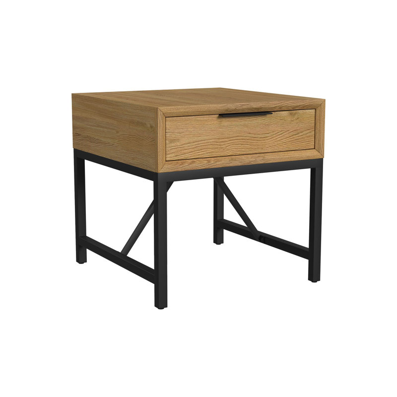 Davin 1-Drawer End Table, Natural Oak