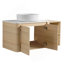 Meuble-lavabo mural de 42 po avec lavabo d'art en céramique, tablettes de rangement et portes à fermeture en douceur, idéal pour les salles de bain modernes-510874737