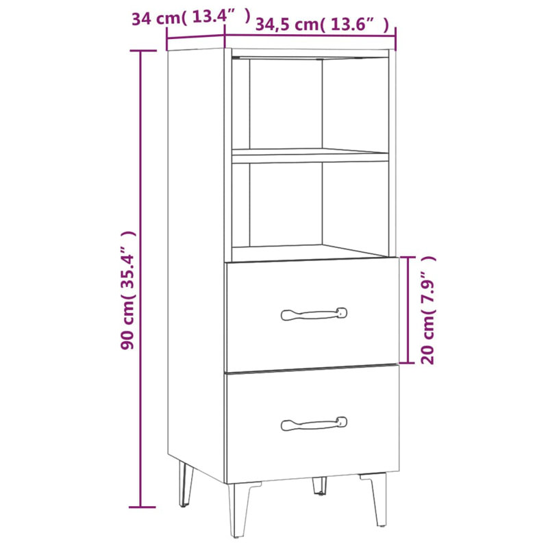 Silcox 34.5cm Sideboard, Grey