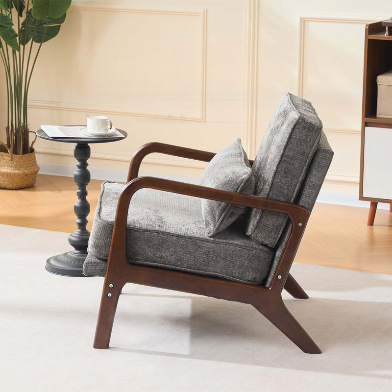 Fauteuil d'appoint confortable, Brun, Gris foncé antique
