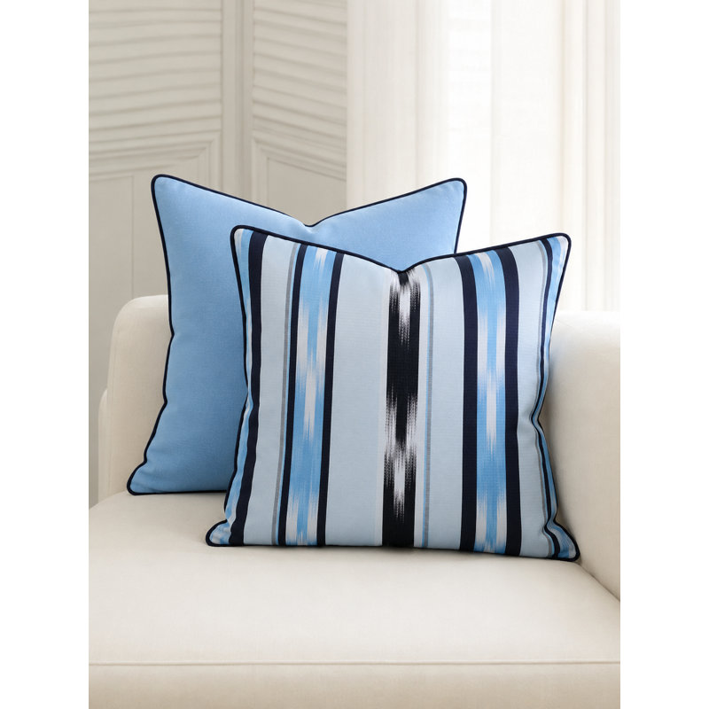Kutnu Large Ikat Pattern Pillow, Sky Blue