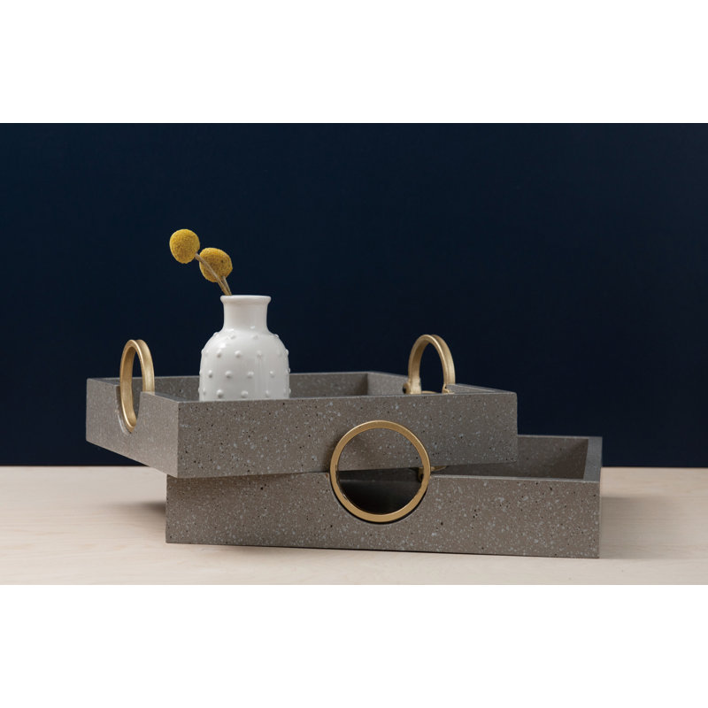 Ensemble de 2 plateaux gris 13,78 po, Gris
