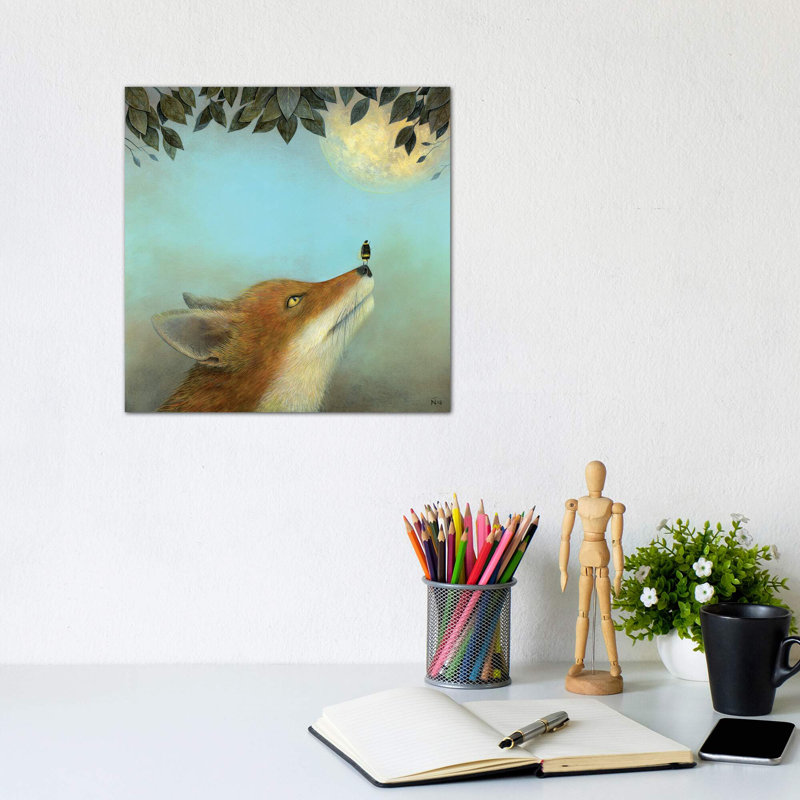 «Touching the Moon» par Neil Thompson - impression d'art graphique, H 12 po x l 12 po x P 1,5 po, Toile tendue