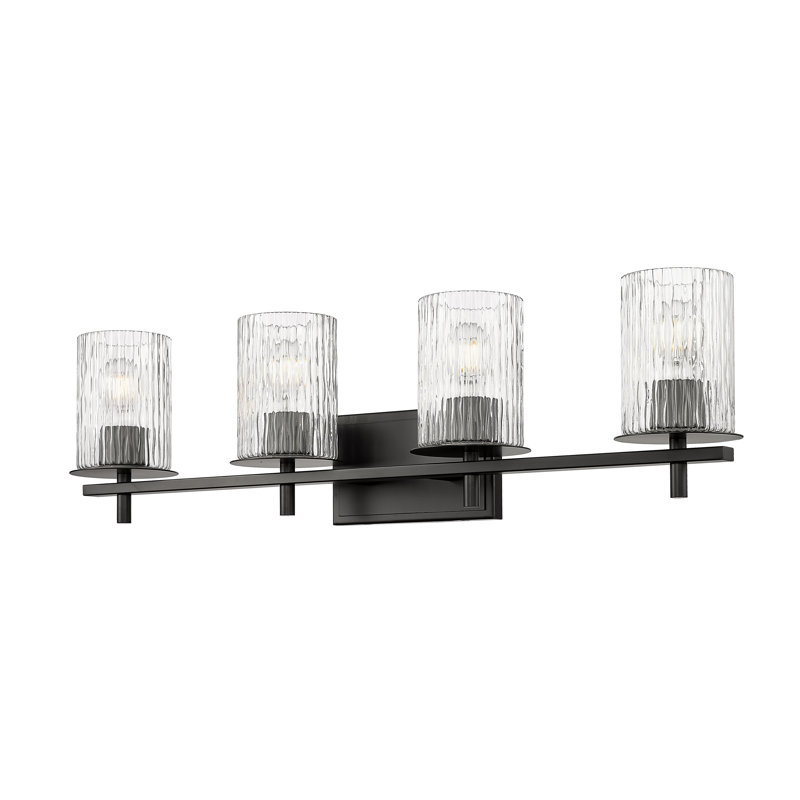Coiffeuse 4 lumières Reniah en chrome, Noir mat