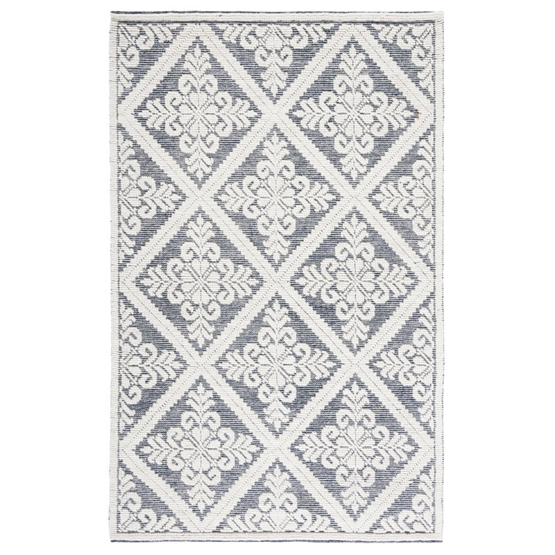 Vermont Hand Woven Wool Damask Rug, Rectangle 3' x 5'