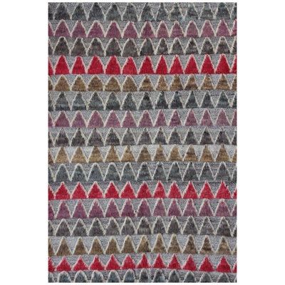Rectangle 173 cm x 252 cm Geometric Hand Knotted Area Rug