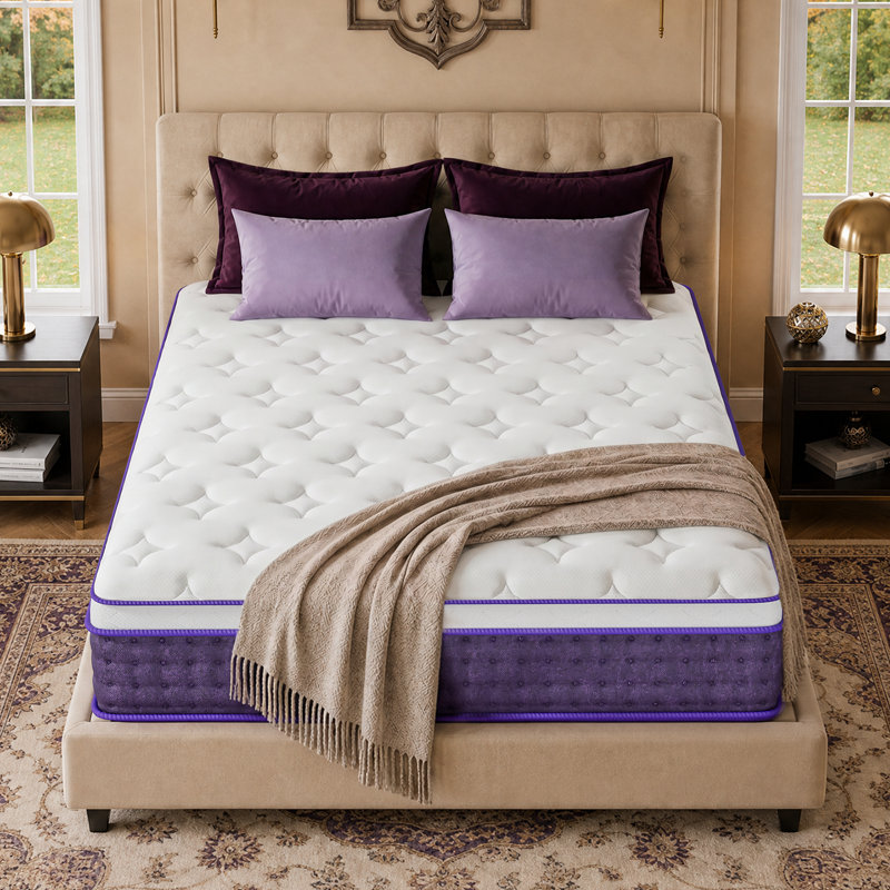Firm 12" Queen Mattress, Cooling Gel Hybrid - Targeted Waist & Shoulder Support, Back Pain Relief, Fiberglass-free, Queen