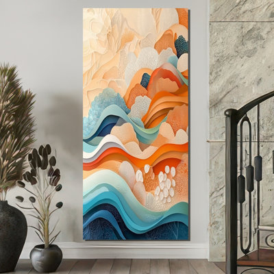«Omeir Orange Transitional Spriral Oceanic Waves I», art mural encadré