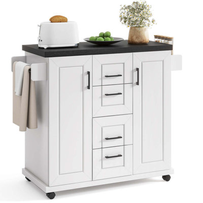 Rolling Kitchen Island Cart On Wheels Mobile Serving Utility Trolley Cart by Winston Porter