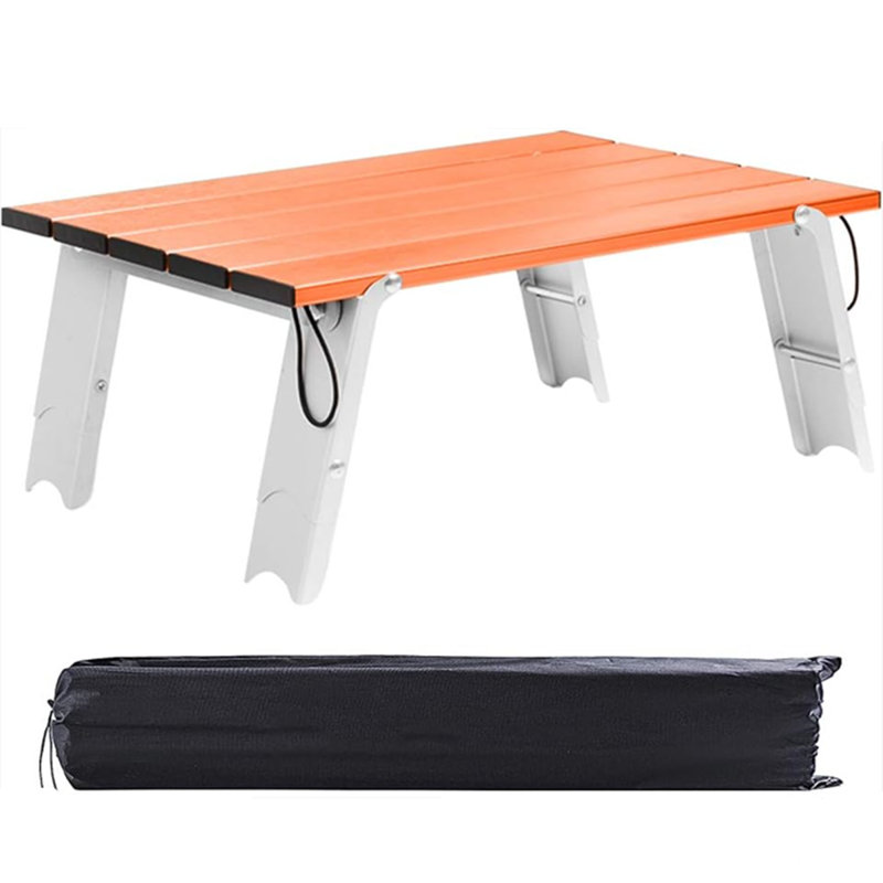 Table de pique-nique d'extérieur, table pliable ultralégère, Orange