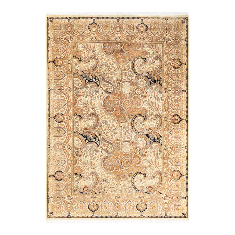 Ivory Hand-Knotted Wool Geometric 8' x 10' Area Rug