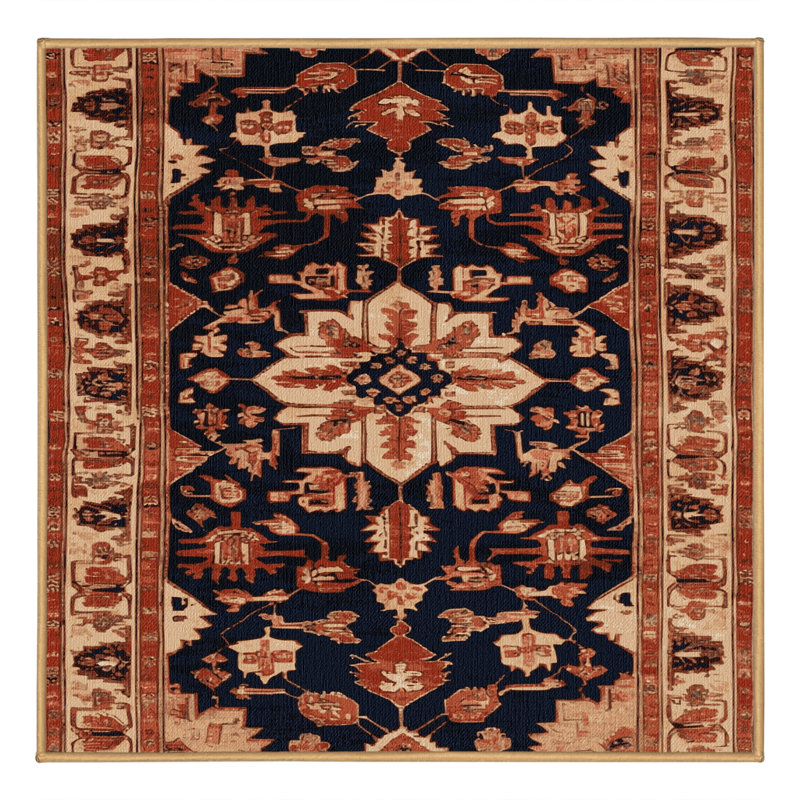 Machine Washable Persian Brown Area Rug, Square 4'