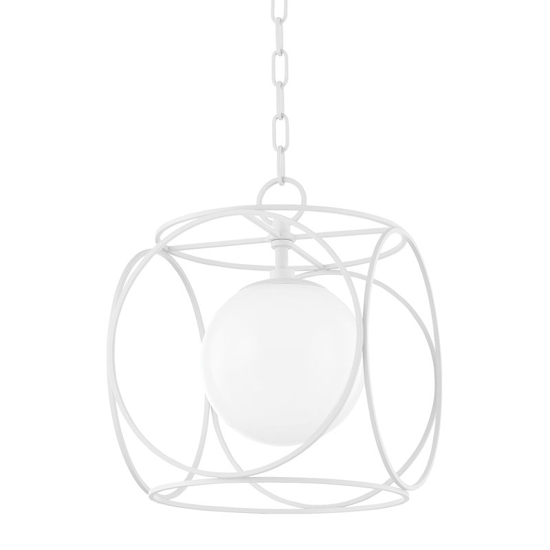 Petit luminaire suspendu CLAIRE 1, H 21,25 po x l 18 po x P 18 po, Texture blanche