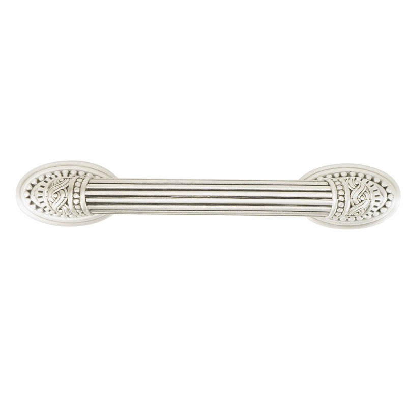 EDGAR BEREBI EMPIRE 3-1/2 INCH CENTER TO CENTER PULL IN MATTE SILVER PLATE
