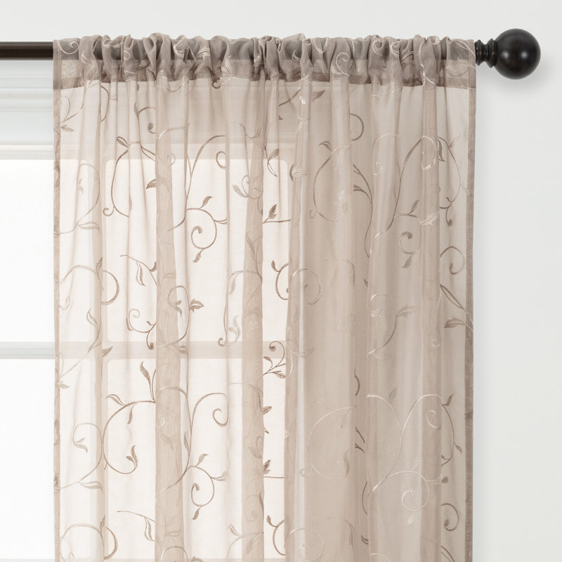 Paire de rideaux transparents avec passe-tringle Delicia, Beige, L 52 po x L 63 po