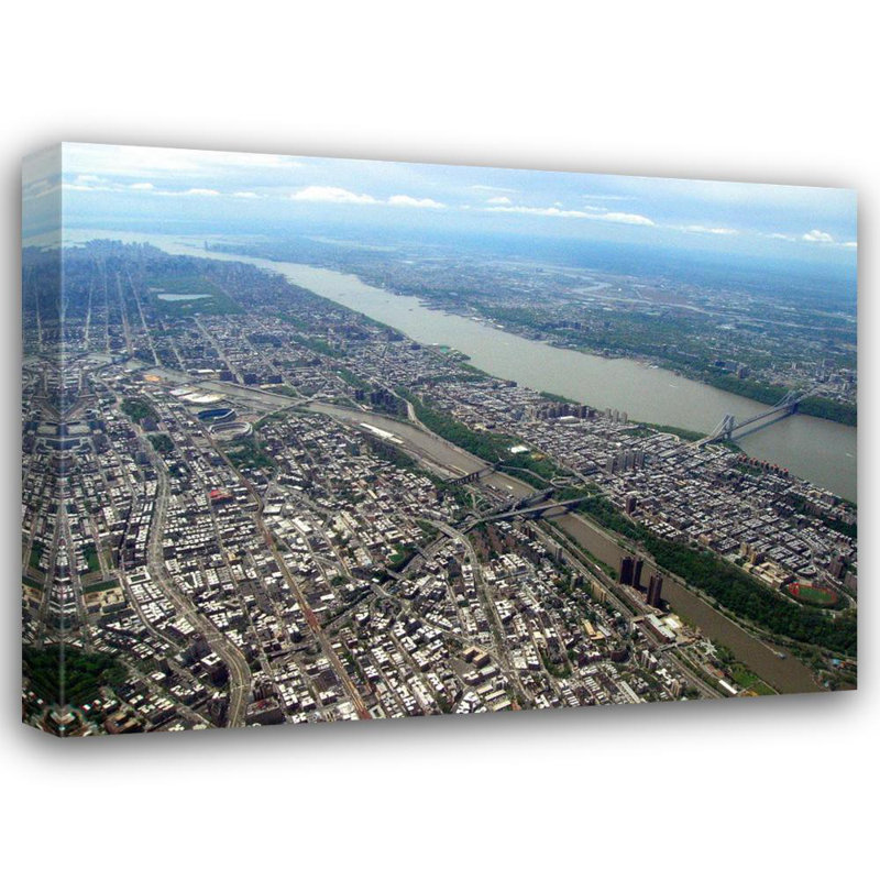 Vue aérienne de New York, H 28 po x l 37 po