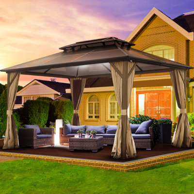 10X13ft Patio Gazebo With Netting & Curtains