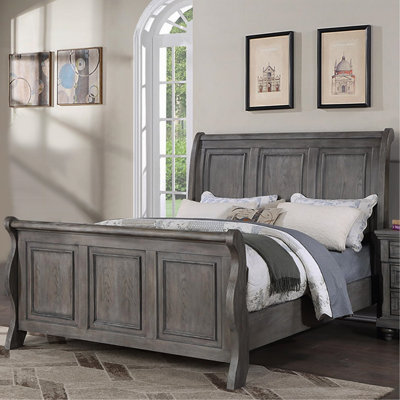Lit-bateau gris avec tête de lit FB 1Pc