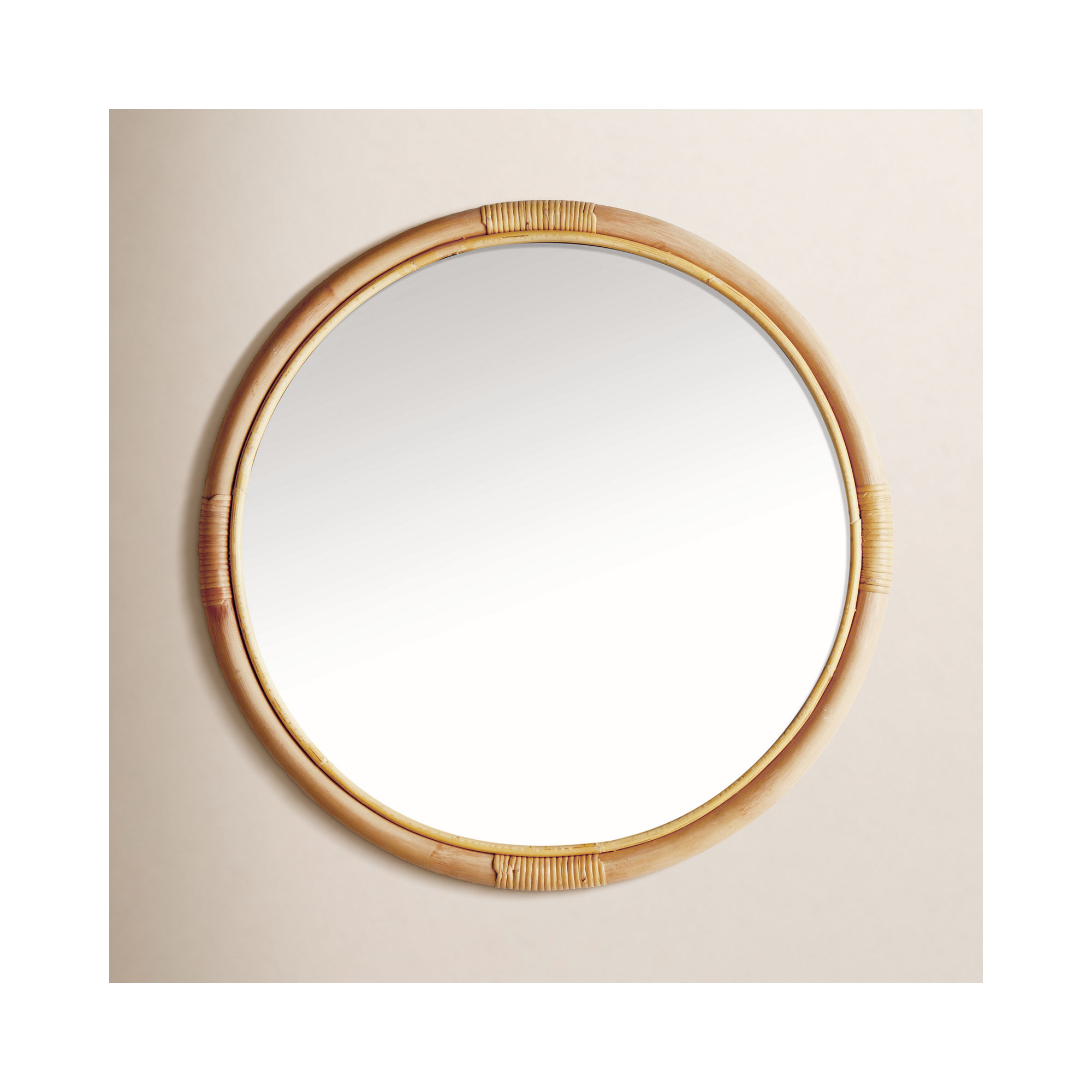 Atelier Natural Rattan Woven Round Mirror, 20.5" x 20.5"