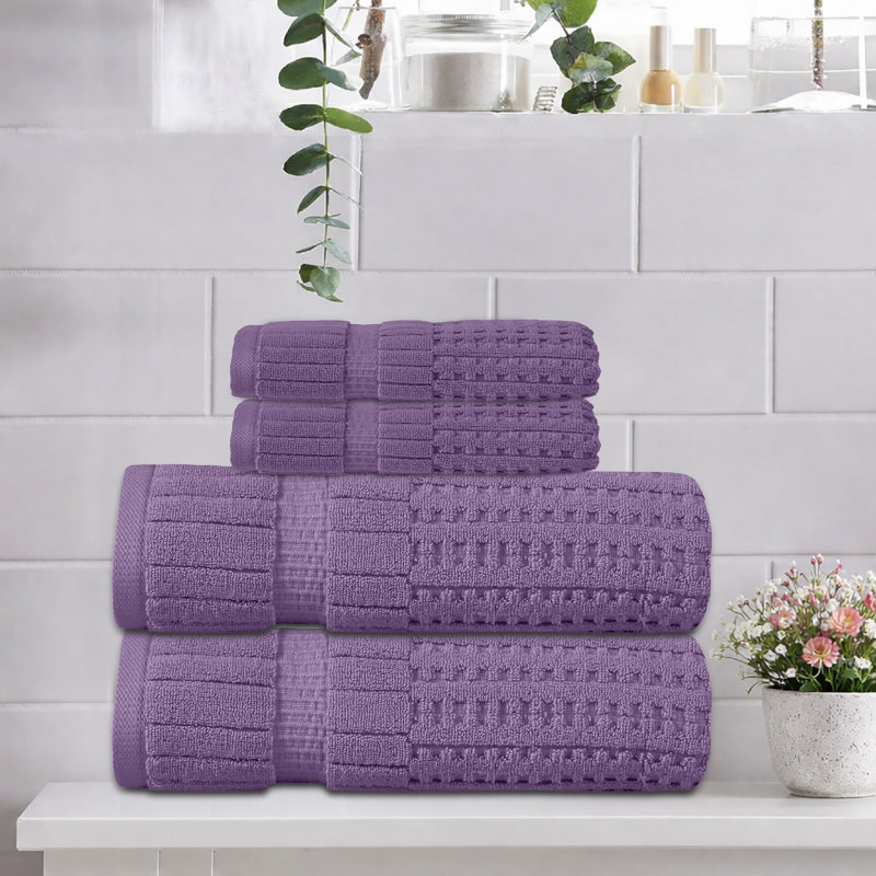 Ensemble de serviettes 4 pièces Willow - 100% coton peigné, qualité supérieure 630 g / m², mauve, ultra-doux et très absorbant (ensemble de 2 serviettes de bain, 2 essuie-mains)