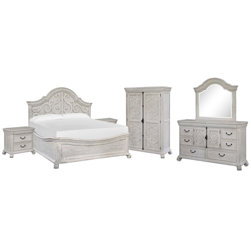 Commode à 2 tiroirs avec miroir en forme de lit California, 6 Pcs: Bed,2 Nightstands, Dresser, Mirror, Armoire