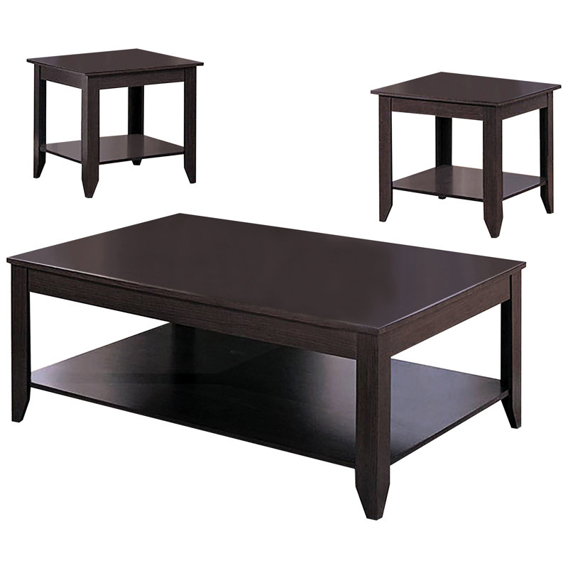 3 Coffee Table In Cappuccino Finish, Engineered Wood And Laminate Veneer, Lower Shelf Storage, Rectangular Tables, 30 Inches Long Occasional With For Display, Design, 47.5 Wide