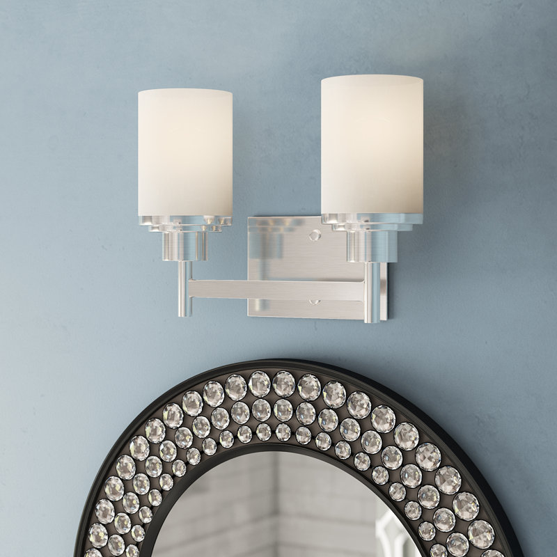 Éclairage pour salle de bain 2 lumières Bristol, Nickel brillant satiné