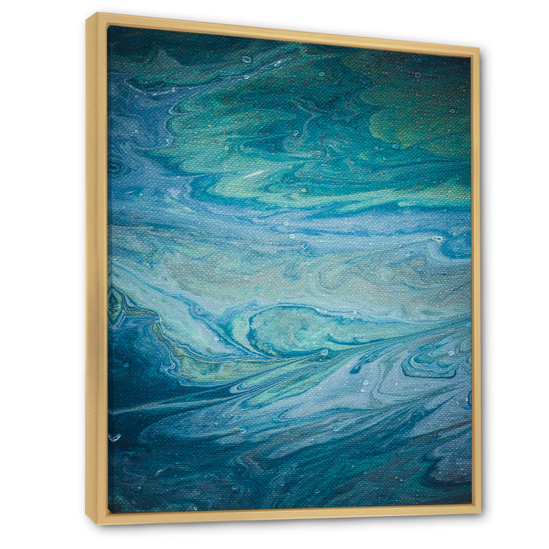 Shades of Blue Abstract Brushes V - reproduction de cadre photo sur toile, H 32 po x l 16 po x P 1 po
