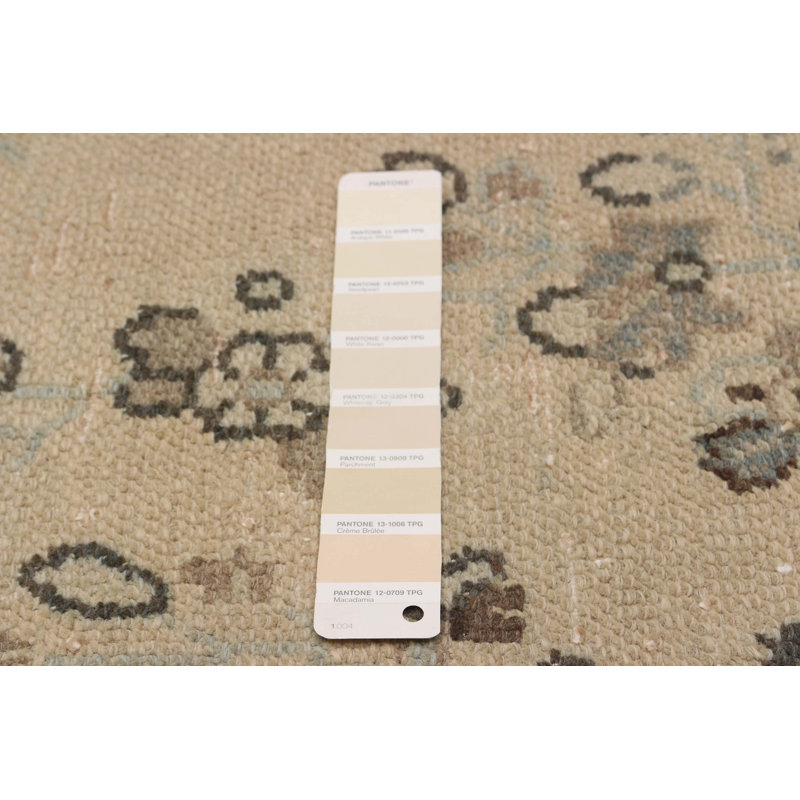 Tapis unique en laine de style années 1990 de 6 pi 8 po x 9 pi 4 po Akeya