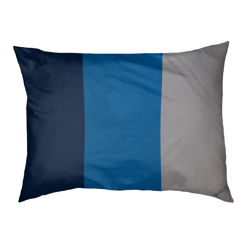 Oreiller rectangulaire designer, Petit (L 18 po x l 28 po), Bleu nuit polaire / bleu aviateur / argent