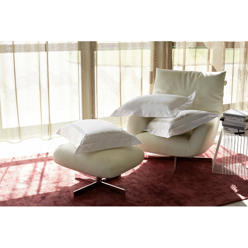 Soffio Geometric Pillow Sham, Standard Sham, White/Ivory