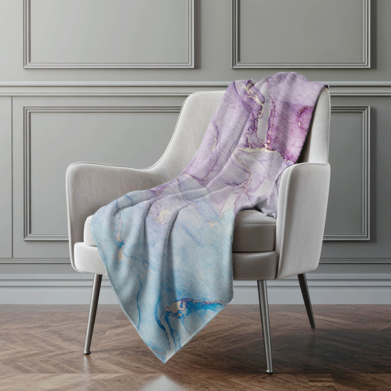Addison Machine Washable Sherpa Throw Blanket, Purple Abstract 5