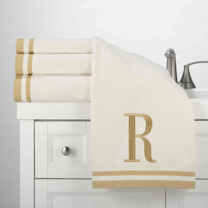 GRY/IVR Monogram Towel Set, 3 Piece Towel Set, Ivory
