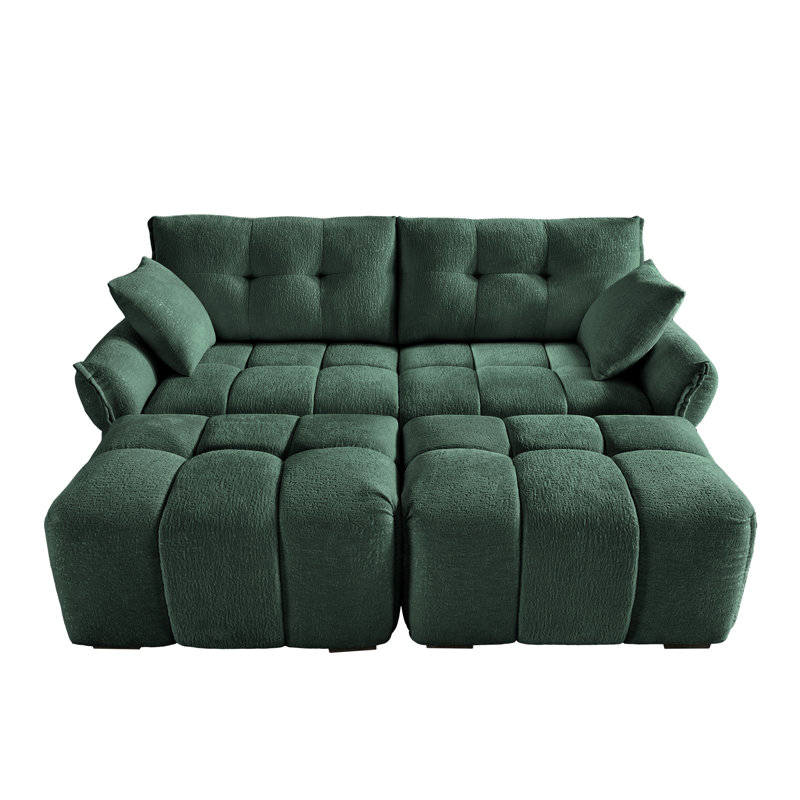 Canapé modulaire, 2, Vert, H 35,4 po x l 78,7 po x P 61 po