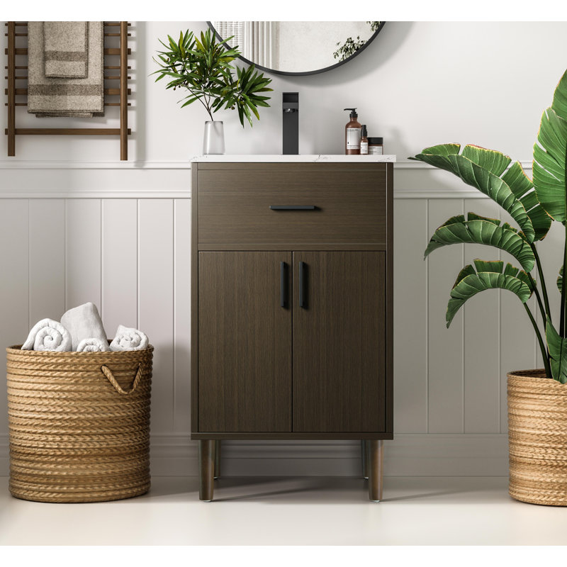 Meuble-lavabo simple 20 po Chandler, Brun moka