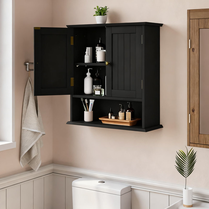 Armoire à pharmacie murale avec tablettes réglables, rangement à 2 portes pour la salle de bain, la cuisine et la salle de lavage