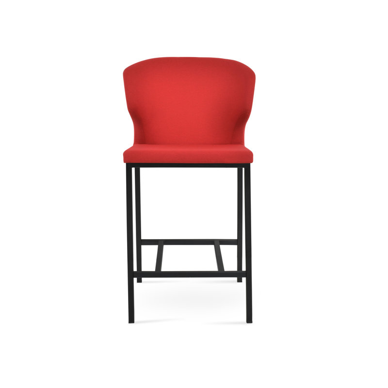 Tabouret Amed, Tissu gris ère, Tabouret de bar (siège d'une hauteur de 29 po), Noir