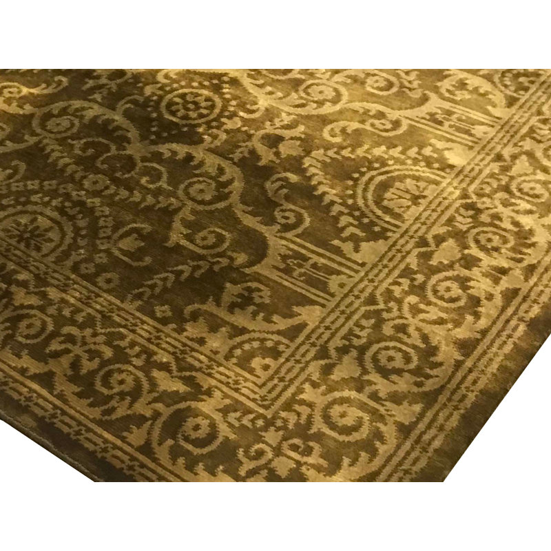 Tapis doré et doré de haute qualité noué à la main