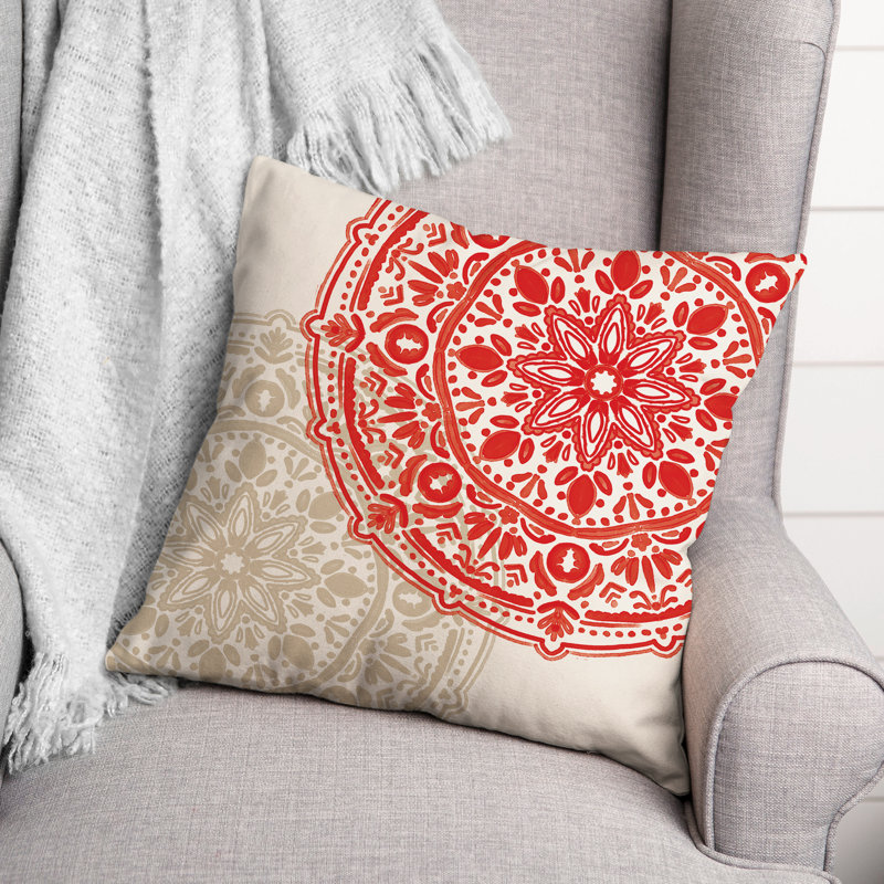 Housse et insert de coussin extérieur d'extérieur, Rouge, Floral 7