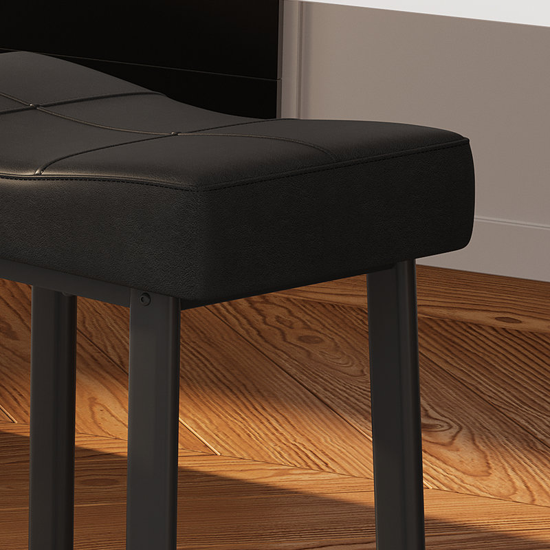 Bar Stool with Iron Frame, Black, 2