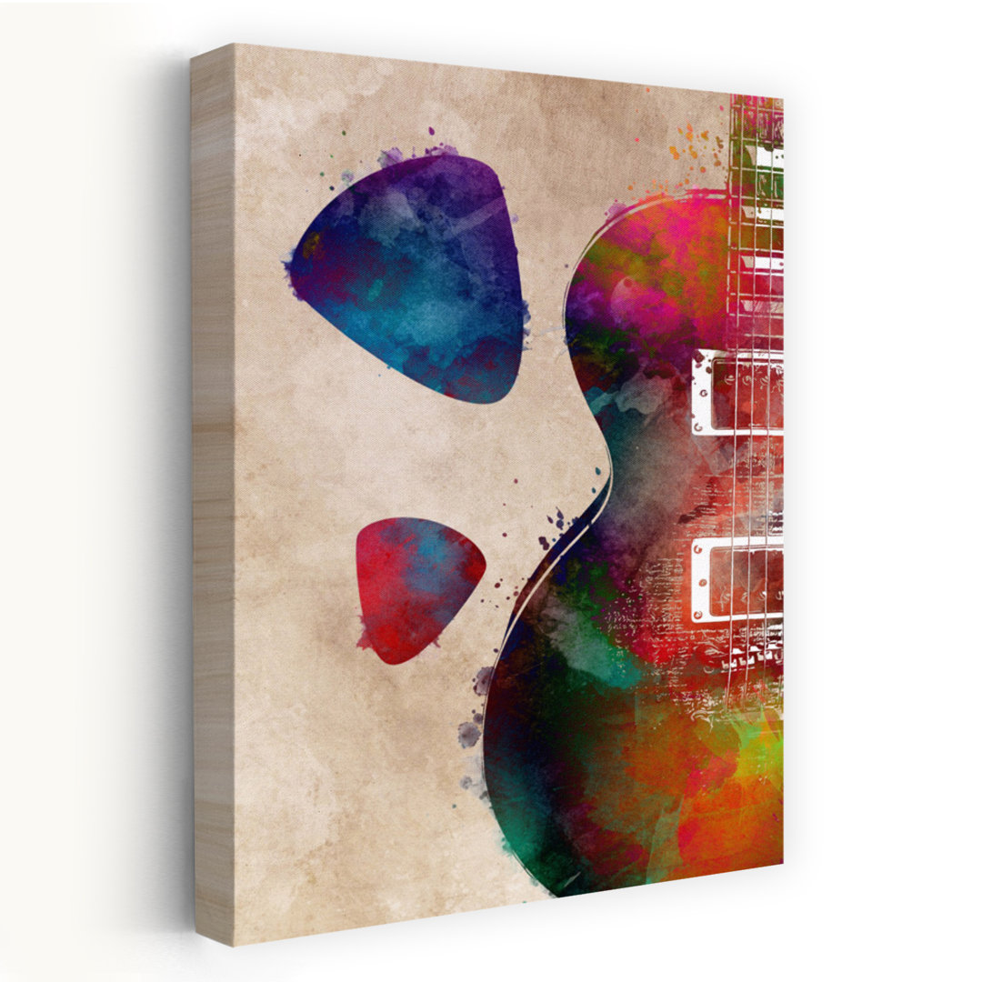 Vibrant Guitar Art Abstract Contemporary Wall Art Print
