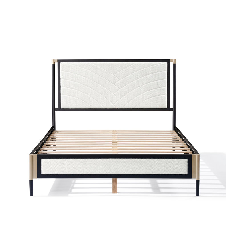 Structure de lit moderne avec tête de lit tapissier, Grand