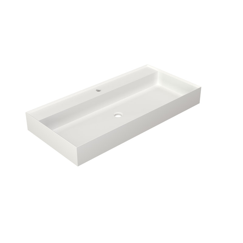 Lavabo de salle de bain à surface solide en pierre de pierre