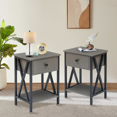 NS Bedside Table Storage Bedroom Nightstand Wooden Side Table w/ Drawer