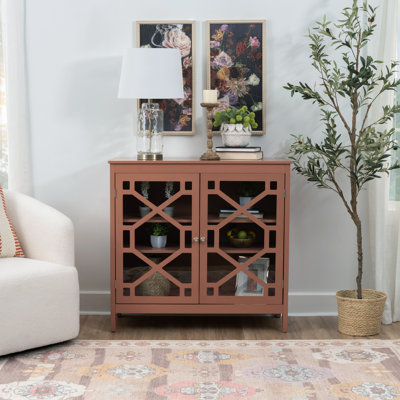 Armoire d'appoint à trois tablettes 38 "avec deux portes en verre Fiama