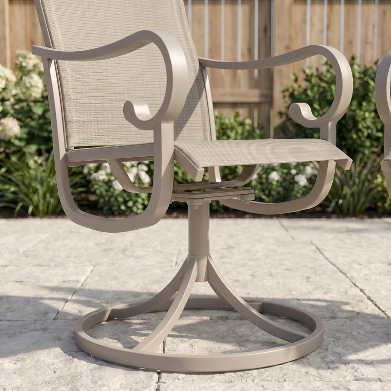 Chaise de salle à manger pivotante 360 ° Textilene, Crème / coquille de sable