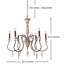 Lustre en bois classique à 6 lumières de style bougie avec détails en métal Feller
