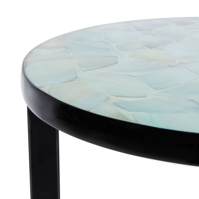 Table de bout en bois massif Abba, Turquoise